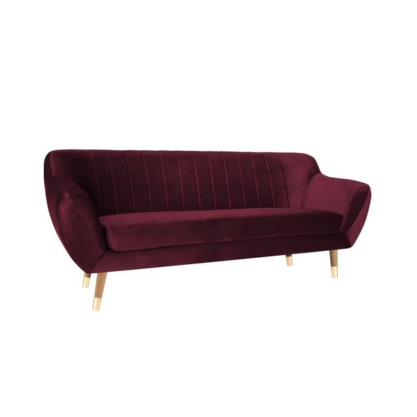 Divano Benito in velluto bordeaux, 188 cm - Mazzini Sofas-image-2