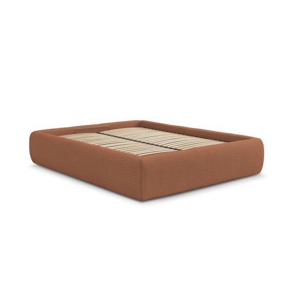 Letto matrimoniale imbottito arancione con contenitore/senza testiera con rete inclusa 160x200 cm Inera – Bobochic Paris