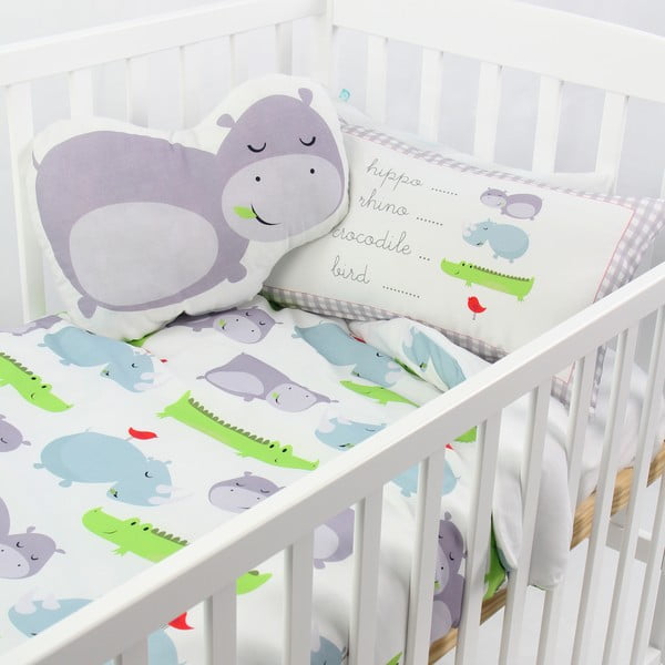 Copripiumino e cuscino Hippo in cotone per bambini, 100 x 120 cm - Mr. Fox-image-3