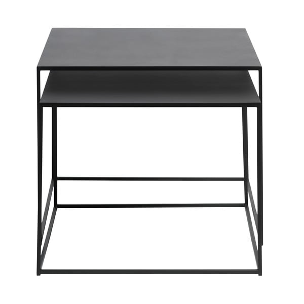 Set di 2 tavolini in metallo nero 65x65 cm Pebble - Unique Furniture-image-3