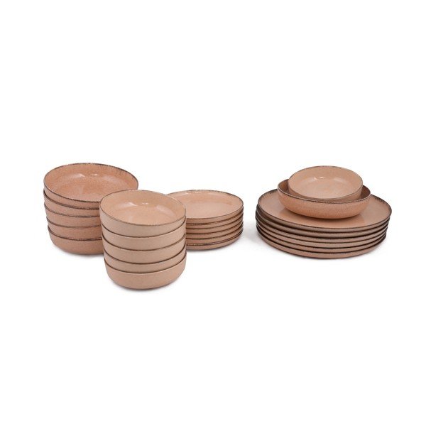 Set di piatti in porcellana rosa da 24 pezzi Pearl - Kütahya Porselen-image-2