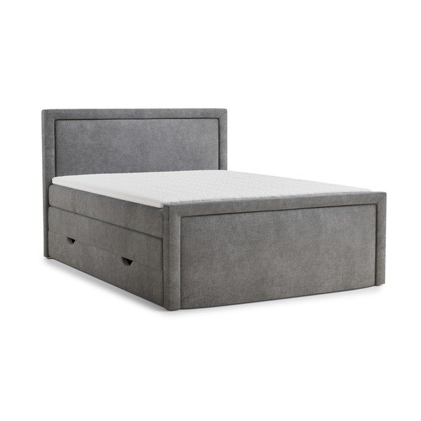 Letto boxspring grigio con contenitore 200x200 cm Fresco – Maison de Rêve