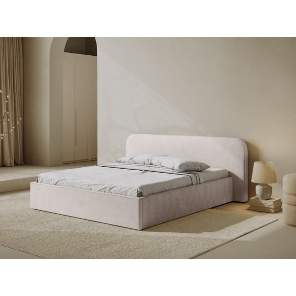 Letto matrimoniale imbottito bianco con contenitore e rete inclusi 140x200 cm Elizabeth – Micadoni -image-1