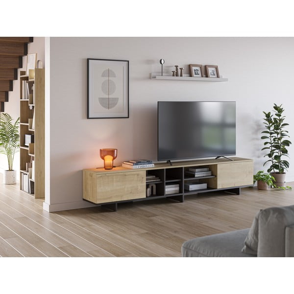 Tavolo TV in rovere di colore naturale 230x44 cm Cequoia - Marckeric-image-1