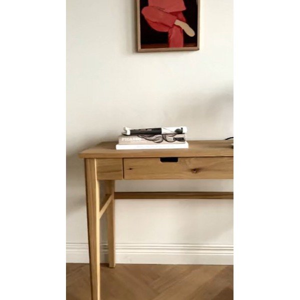 Tavolo consolle di colore naturale con piano effetto rovere 40x110 cm Garrison – Rowico-image-1