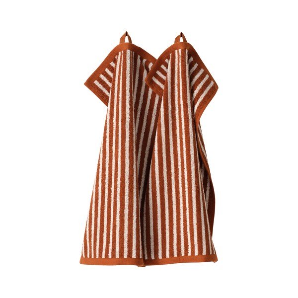 Set di asciugamani marrone cognac/color crema in cotone 2 pz 30x50 cm Dixie – Jotex