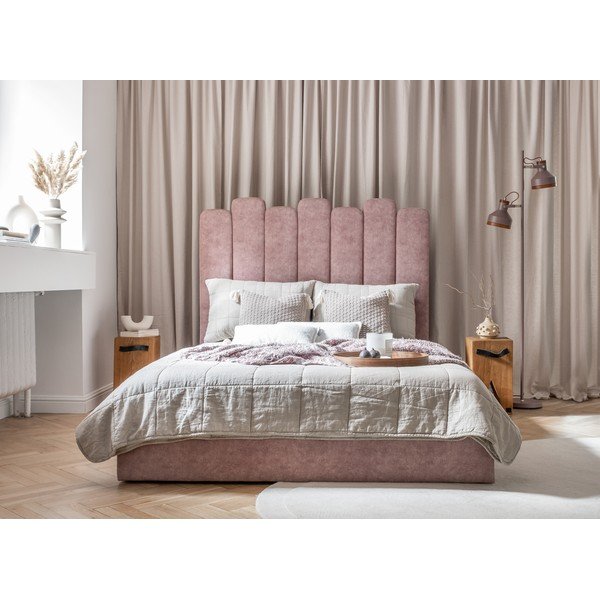 Letto matrimoniale imbottito rosa con vano contenitore con griglia 160x200 cm Dreamy Aurora - Miuform-image-3
