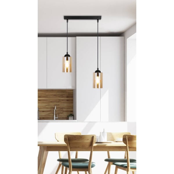 Lampada a sospensione nera con paralume in vetro 10x34 cm Bistro - Candellux Lighting-image-4