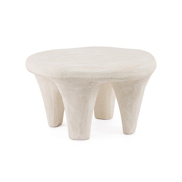 Tavolino da salotto rotondo color crema in poliresina 60x66 cm Albin – Bizzotto