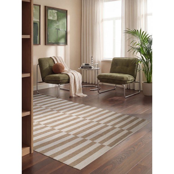 Tappeto bianco/marrone chiaro in lana reversibile/tessuto a mano 160x230 cm Vika – Hanse Home-image-1