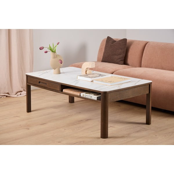 Tavolino da salotto beige/marrone scuro con piano in ceramica 70x130 cm Southampton – Actona-image-2