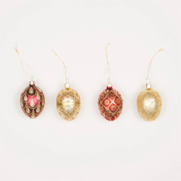 Decorazioni per albero di natale in set in vetro 4 pz 4,5 cm Heirloom Oval – Sass & Belle