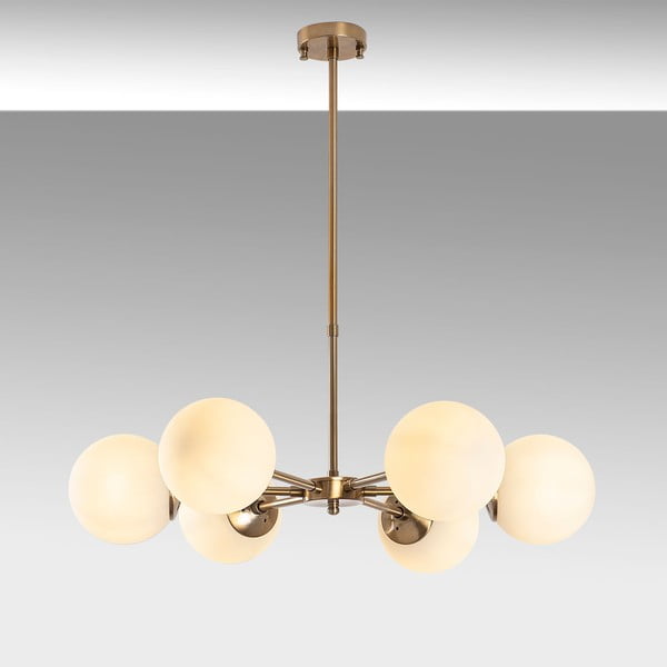 Lampadario bianco/color ottone con paralume in vetro ø 73 cm Akkas – Opviq lights-image-4