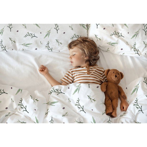 Biancheria da letto singola in cotone sateen bianco 140x200 cm Delicate Green - Butter Kings-image-2