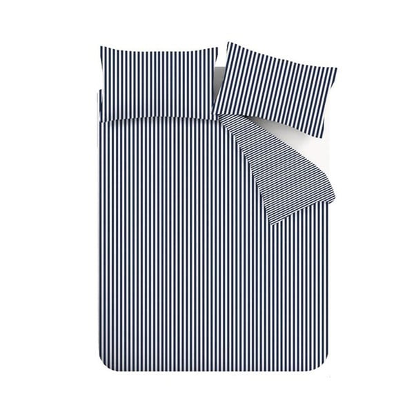 Set copripiumino e federa blu scuro in flanella per letto singolo 135x200 cm Stripe – Catherine Lansfield