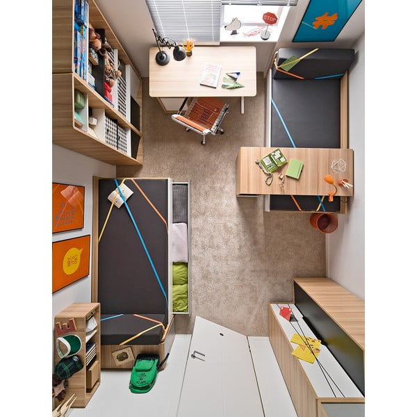 Letto singolo con dettagli bianchi e grigi Evolve, 90 x 200 cm - Vox-image-3