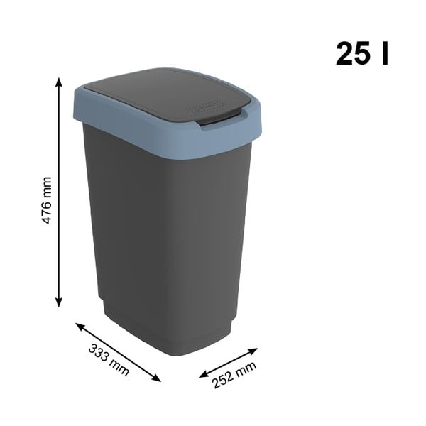 Bidone per rifiuti in plastica riciclata da 25 L Twist - Rotho-image-3
