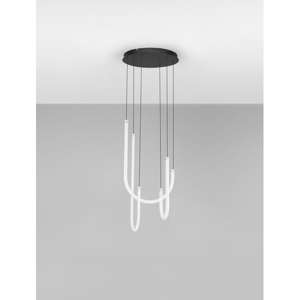 Lampadario LED bianco/nero opaco in acciaio con paralume in vetro acrilico con intensità regolabile ø 41 cm Topaz – Nova Luce-image-3