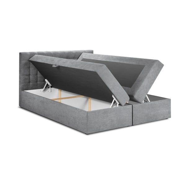Letto boxspring grigio con contenitore 200x200 cm Jade - Mazzini Beds-image-3
