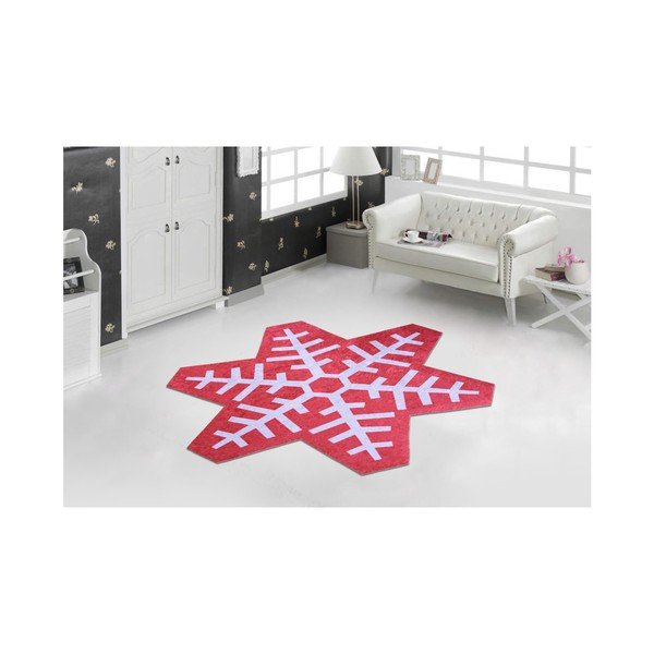 Červeno-bílý koberec Vitaus Snowflake Special, 160 x 160 cm