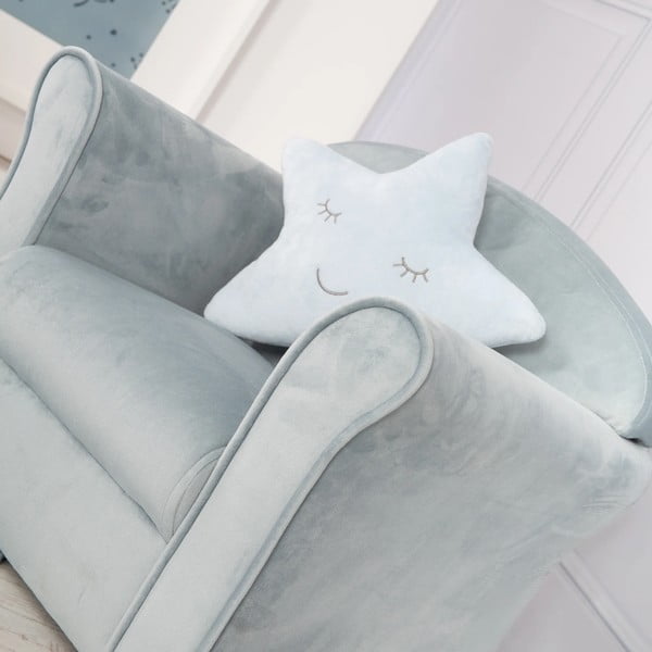 Sedia per bambini in velluto azzurro Lil Sofa - Roba-image-3