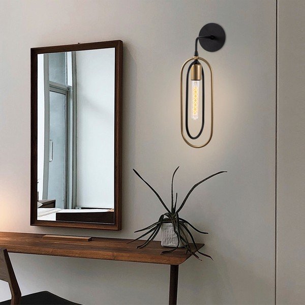 Lampada da parete nera/dorata Cerco – Opviq lights-image-1