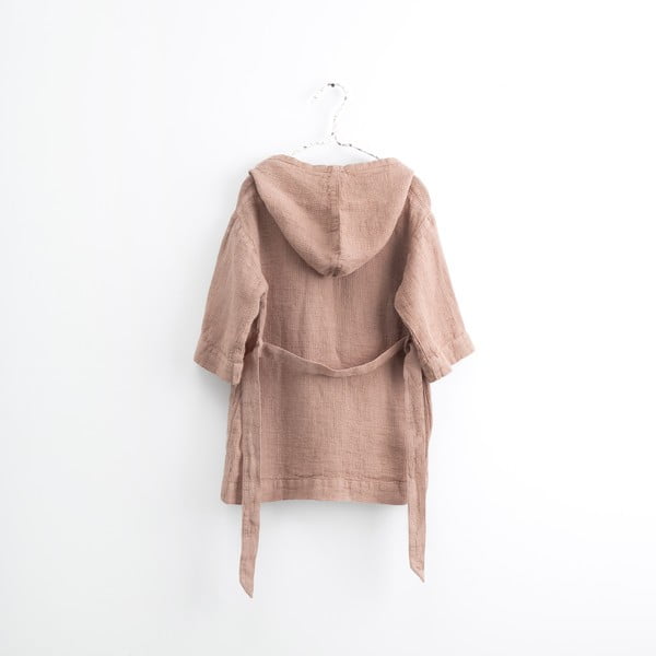 Accappatoio per bambini in lino arancione Natura, taglie 122 - 128 Cafe Creme - Linen Tales-image-2