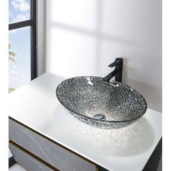 Lavabo nero in vetro 50x36 cm Purus – Sapho-image-3