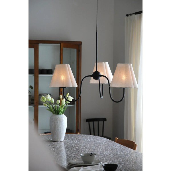 Lampadario beige in metallo con paralume in tessuto Veya – Markslöjd-image-3