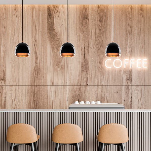 Lampada a sospensione in nero e oro con paralume in metallo ø 17 cm Mugo - Opviq lights-image-4