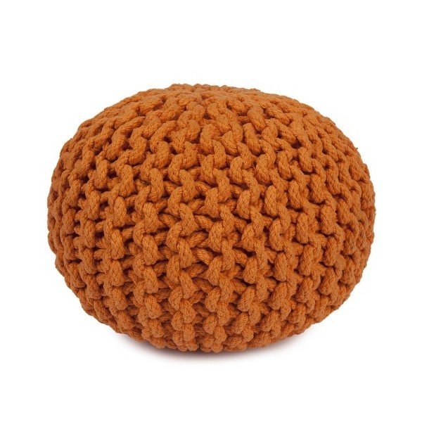 Oranžový ručně vyráběný bavlněný puf pro děti Mr. Fox, Ø 30 cm