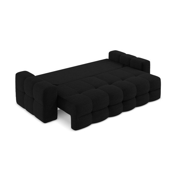 Divano nero allungabile con rivestimento in bouclé 255 cm Milu – Makamii-image-3