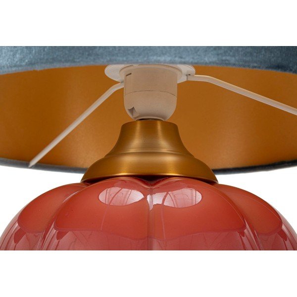 Lampada da tavolo rossa/blu in vetro con paralume in tessuto (altezza totale 50 cm) Helene – Mauro Ferretti-image-3