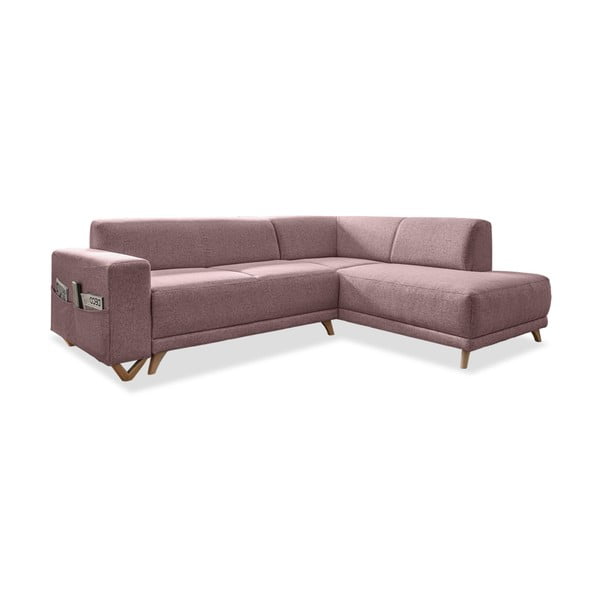 Divano angolare rosa allungabile e con contenitore (penisola a destra/a L) Classy Sophie – Miuform
