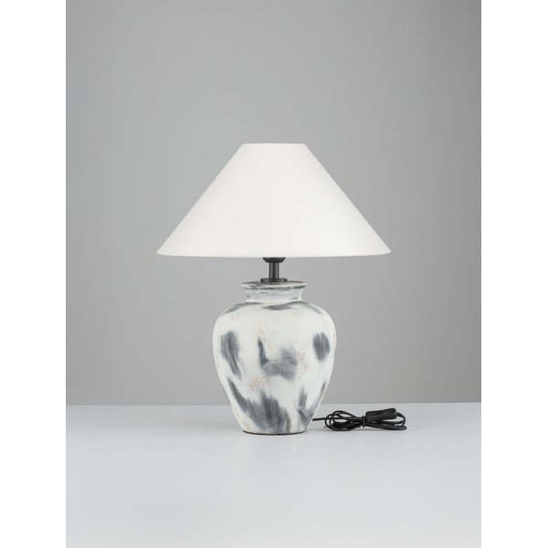 Lampada da tavolo bianca/grigia in ceramica con paralume in tessuto (altezza totale 55 cm) Lupe – Nova Luce-image-2