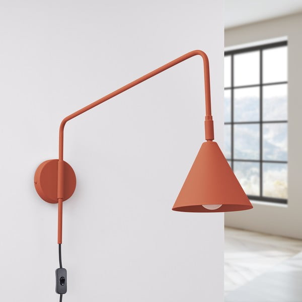 Lampada da parete color terracotta con alimentazione a corrente Zylo – Sollux-image-4