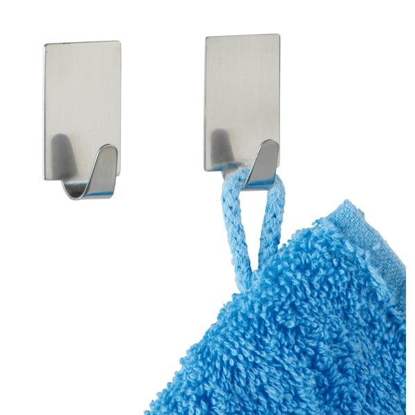 Set di 4 ganci autobloccanti in acciaio inox Quadrato - Wenko-image-1