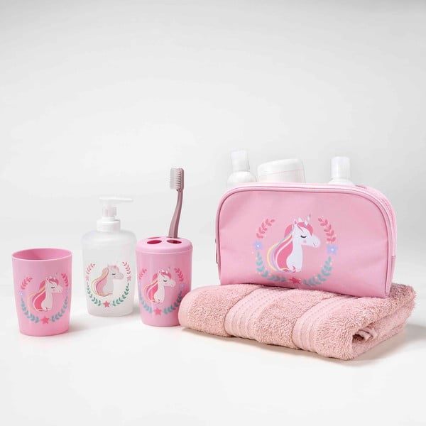 Set di accessori da bagno in plastica rosa Zoelie - douceur d'intérieur