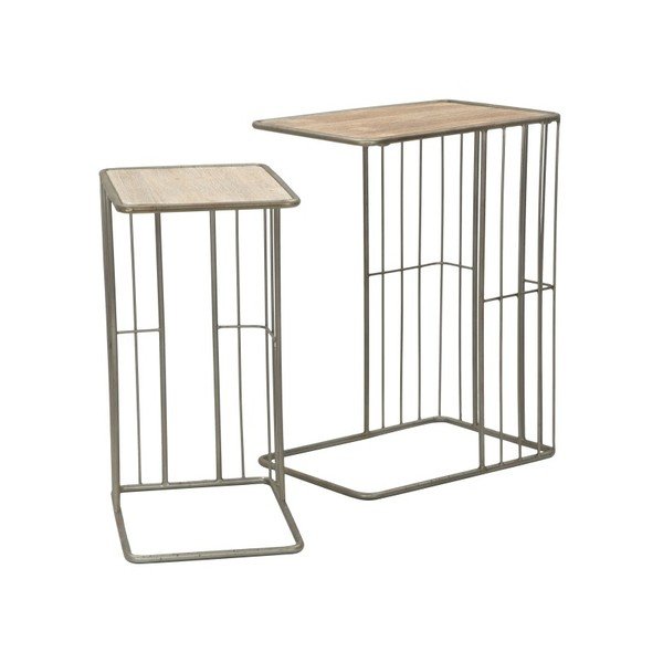 Set di 2 tavoli contenitori in metallo e legno Industry - Mauro Ferretti