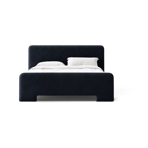 Letto matrimoniale imbottito blu scuro con rete inclusa 160x200 cm Eda – Micadoni -image-2