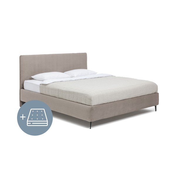 Letto matrimoniale imbottito grigio tortora con materasso incluso/con rete inclusa 160x200 cm Noira Slim – Bonami Selection