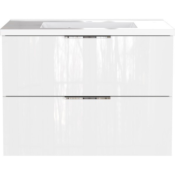 Mobile da lavabo bianco lucido da appendere 81x61 cm Celano – Germania-image-2