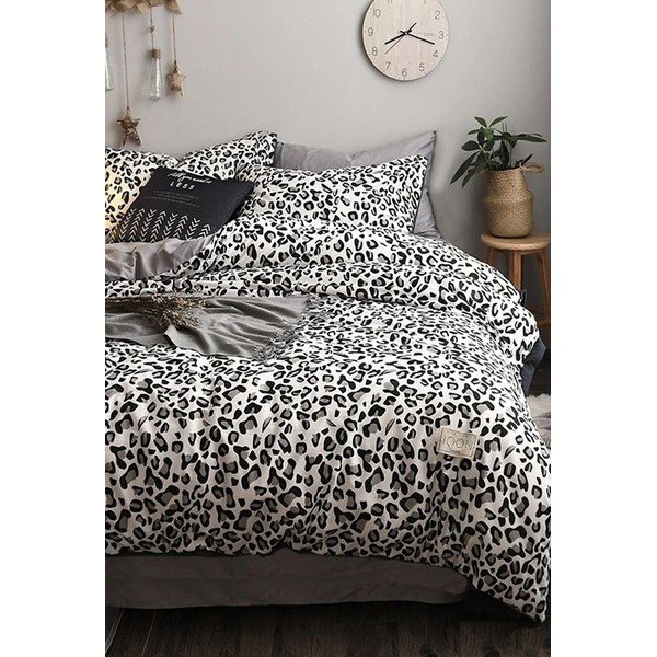 Lenzuolo matrimoniale in cotone bianco e grigio con lenzuolo 200x220 cm - Mila Home
