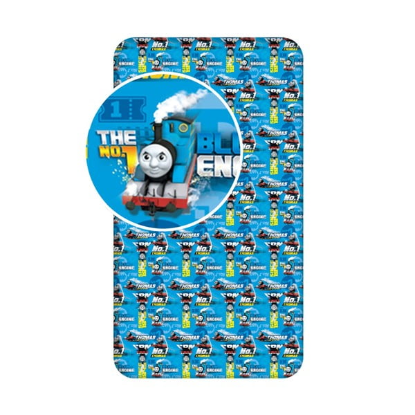 Lenzuolo con angoli per bambini blu in cotone 90x200 cm Thomas the Tank Engine – Jerry Fabrics