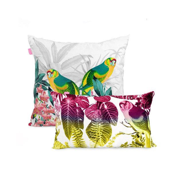 Sada 2 bavlněných povlaků na polštář Happy Friday Tropic