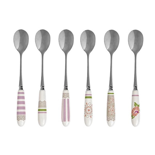 Set di 6 cucchiai con manico in ceramica Peonia - Brandani