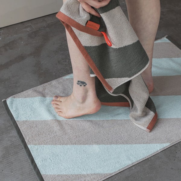 Tappetino da bagno in cotone organico color menta 50x80 cm Diagonal - Mette Ditmer Denmark-image-1