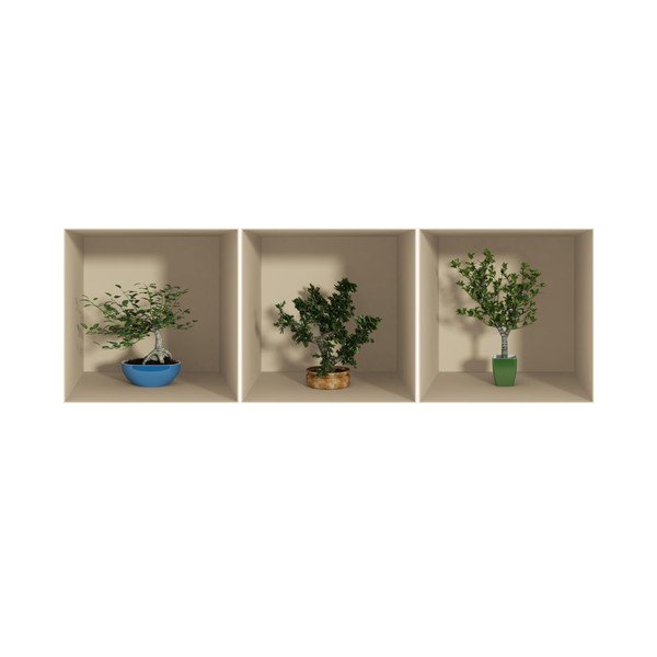 Set di 3 adesivi con effetto 3D Piccoli alberi - Ambiance-image-1