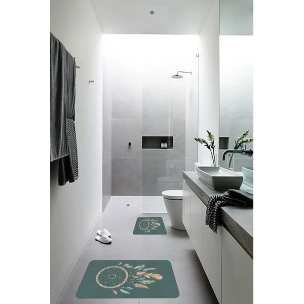 Tappetini da bagno verdi in set da 2 60x100 cm - Mila Home-image-2
