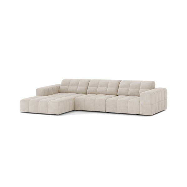 Divano angolare color crema (con penisola a sinistra/con chaise lounge) con rivestimento in ciniglia Chicago – Cosmopolitan Design-image-1